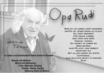Traueranzeige von Rudi  von Schwäbische Post