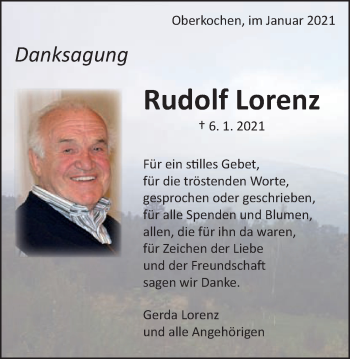 Traueranzeige von Rudolf Lorenz von Amtsblatt_Oko