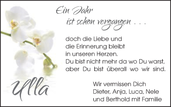 Traueranzeige von Ulla  von Schwäbische Post