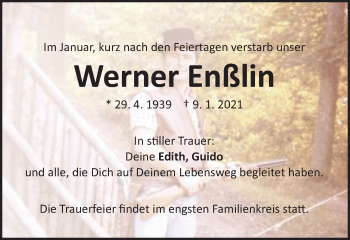 Traueranzeige von Werner Enßlin von Schwäbische Post