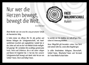 Traueranzeige von Alwin Nestler von Schwäbische Post