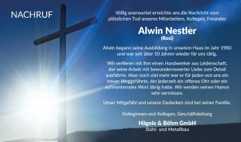 Traueranzeige von Alwin Nestler von Schwäbische Post