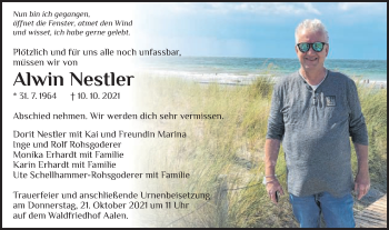 Traueranzeige von Alwin Nestler von Schwäbische Post