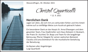 Traueranzeige von Christel Quarticelli von Schwäbische Post