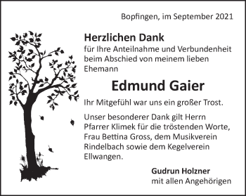 Traueranzeige von Edmund Gaier von Schwäbische Post