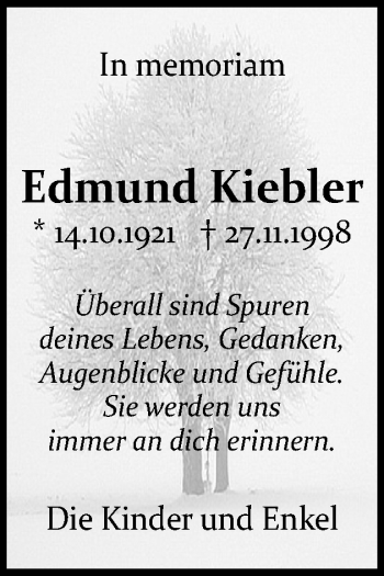 Traueranzeige von Edmund Kiebler von Gmünder Tagespost
