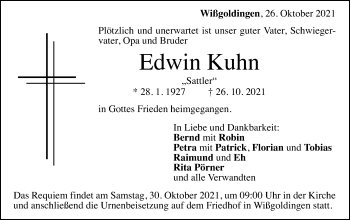 Traueranzeige von Edwin Kuhn von Gmünder Tagespost