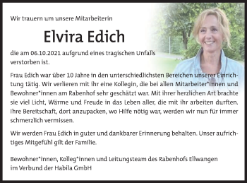 Traueranzeige von Elvira Edich