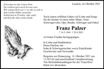 Traueranzeige von Franz Palzer von Gmünder Tagespost