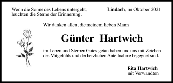 Traueranzeige von Günter Hartwich von Gmünder Tagespost