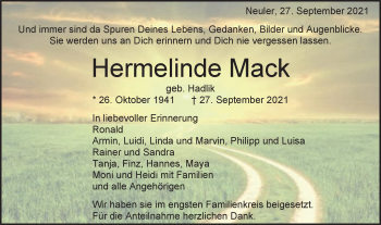 Traueranzeige von Hermelinde Mack von Schwäbische Post