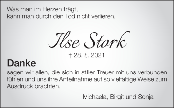 Traueranzeige von Ilse Stork von Kocher-Lein-Bote