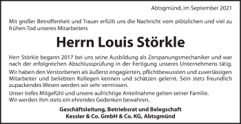 Traueranzeige von Louis Störkle von Gmünder Tagespost