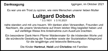 Traueranzeige von Luitgard Dobsch von Gmünder Tagespost