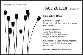Traueranzeige von Paula Zoller von Schwäbische Post