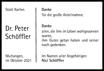 Traueranzeige von Peter Schöffler von Gmünder Tagespost