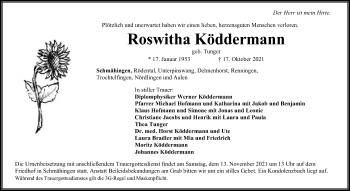 Traueranzeige von Roswitha Köddermann von Schwäbische Post