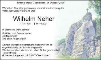 Traueranzeige von Wilhelm Neher von Schwäbische Post