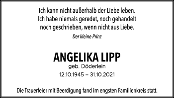 Traueranzeige von Angelika Lipp von Gmünder Tagespost