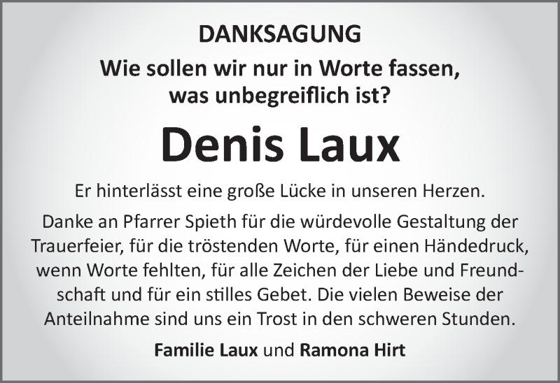  Traueranzeige für Denis Laux vom 17.11.2021 aus Gmünder Tagespost