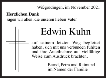 Traueranzeige von Edwin Kuhn von Gmünder Tagespost