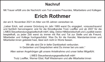 Traueranzeige von Erich Rothmer von Gmünder Tagespost