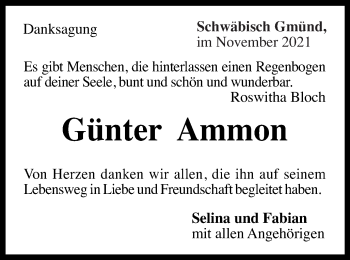Traueranzeige von Günter Ammon von Gmünder Tagespost