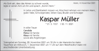 Traueranzeige von Kaspar Müller von Schwäbische Post