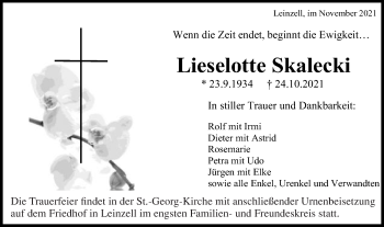 Traueranzeige von Lieselotte Skalecki von Gmünder Tagespost