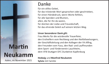Traueranzeige von Martin Neukamm von Schwäbische Post