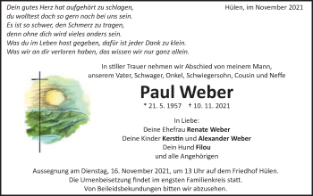 Traueranzeige von Paul Weber von Schwäbische Post