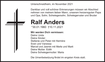 Traueranzeige von Ralf Anders von Schwäbische Post