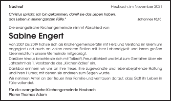 Traueranzeige von Sabine Engert von Gmünder Tagespost