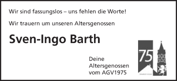 Traueranzeige von Sven-Ingo Barth von Gmünder Tagespost