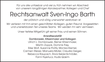 Traueranzeige von Sven-Ingo Barth von Gmünder Tagespost