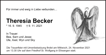 Traueranzeige von Theresia Becker