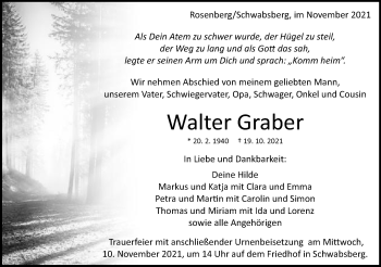 Traueranzeige von Walter Graber von Schwäbische Post