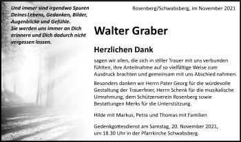 Traueranzeige von Walter Graber von Schwäbische Post