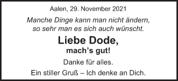 Traueranzeige von Dode  von Schwäbische Post
