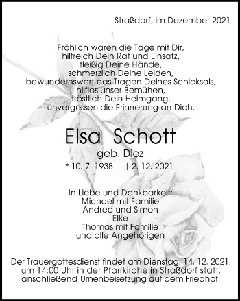 Traueranzeige von Elsa Schott von Gmünder Tagespost