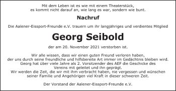 Traueranzeige von Georg Seibold von Schwäbische Post