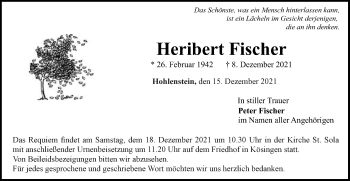 Traueranzeige von Heribert Fischer von Schwäbische Post