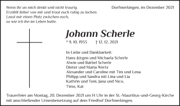 Traueranzeige von Johann Scherle von Schwäbische Post