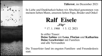 Traueranzeige von Ralf Eisele von Gmünder Tagespost