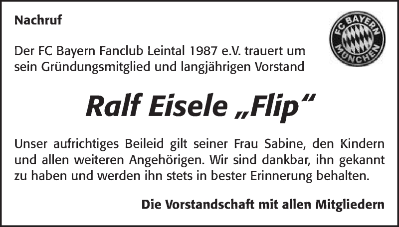  Traueranzeige für Ralf Eisele vom 18.12.2021 aus Gmünder Tagespost