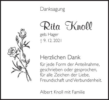 Traueranzeige von Rita Knoll von Schwäbische Post