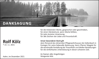 Traueranzeige von Rolf Kölz von Schwäbische Post