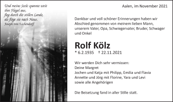 Traueranzeige von Rolf Kölz von Schwäbische Post
