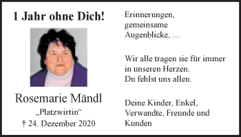 Traueranzeige von Rosemarie Mändl von Schwäbische Post