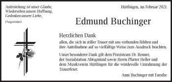 Traueranzeige von Edmund Buchinger von Schwäbische Post